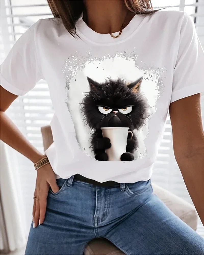 Women's T Shirt Tee Cat