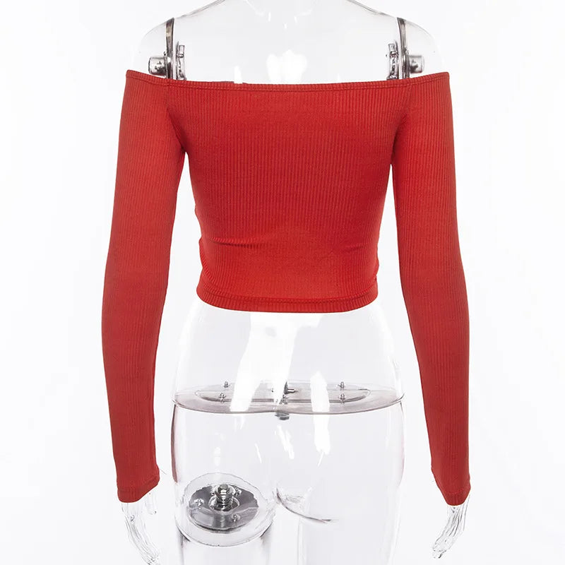 Women Long Sleeve Crop Top