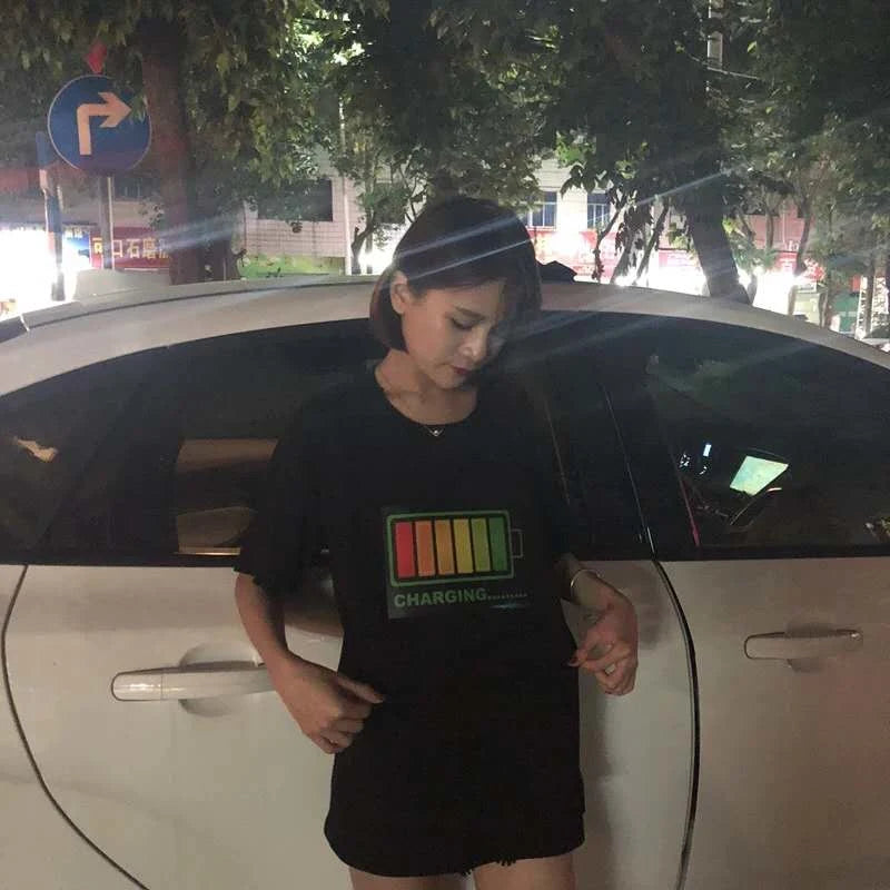 T-Shirts LED Sound Control Flicker T-shirt