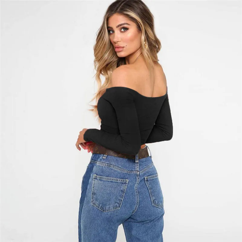 Women Long Sleeve Crop Top