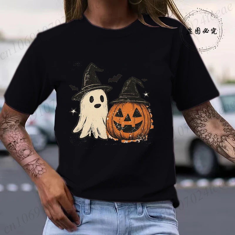 Halloween T Shirt Women Casual Short Sleeve