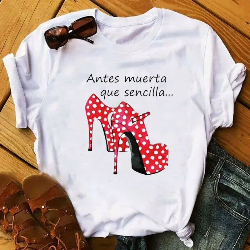Women T Shirt Flamengo Dance Cartoon Girl
