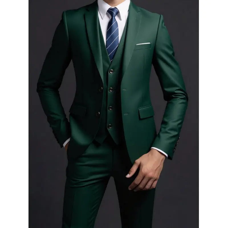 Suit (Blazer+ Vest + Trousers) Men's Fashionable Gentleman Business British Style
