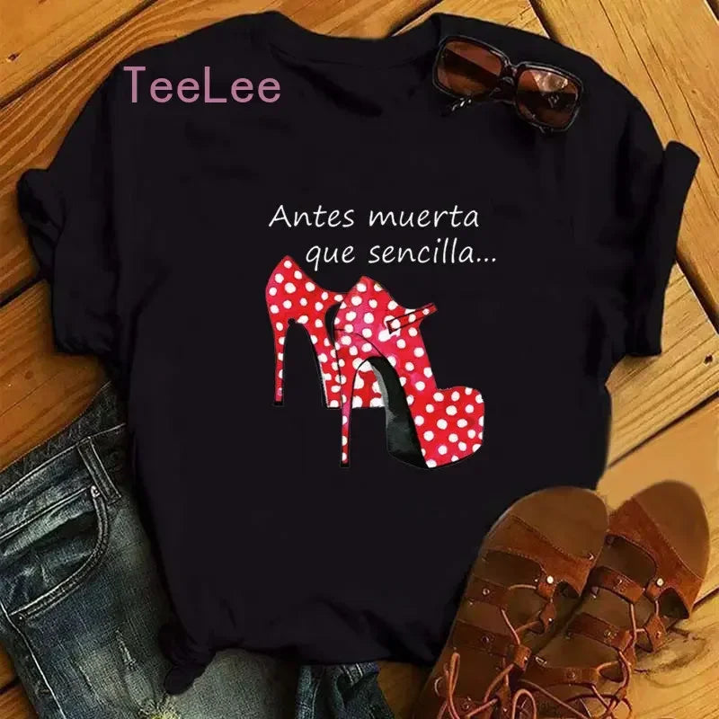 Women T Shirt Flamengo Dance Cartoon Girl