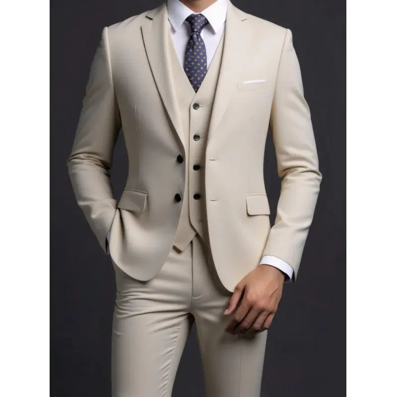 Suit (Blazer+ Vest + Trousers) Men's Fashionable Gentleman Business British Style