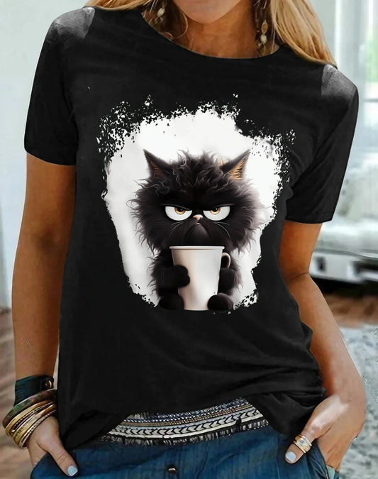 Women's T Shirt Tee Cat